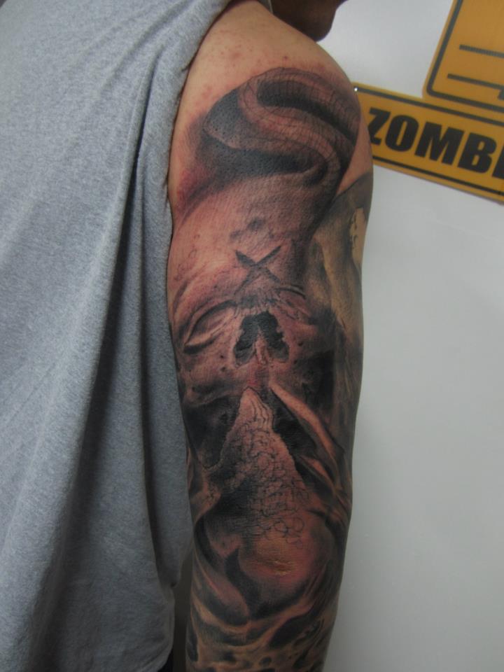 Tattoos - skull with x - 66648